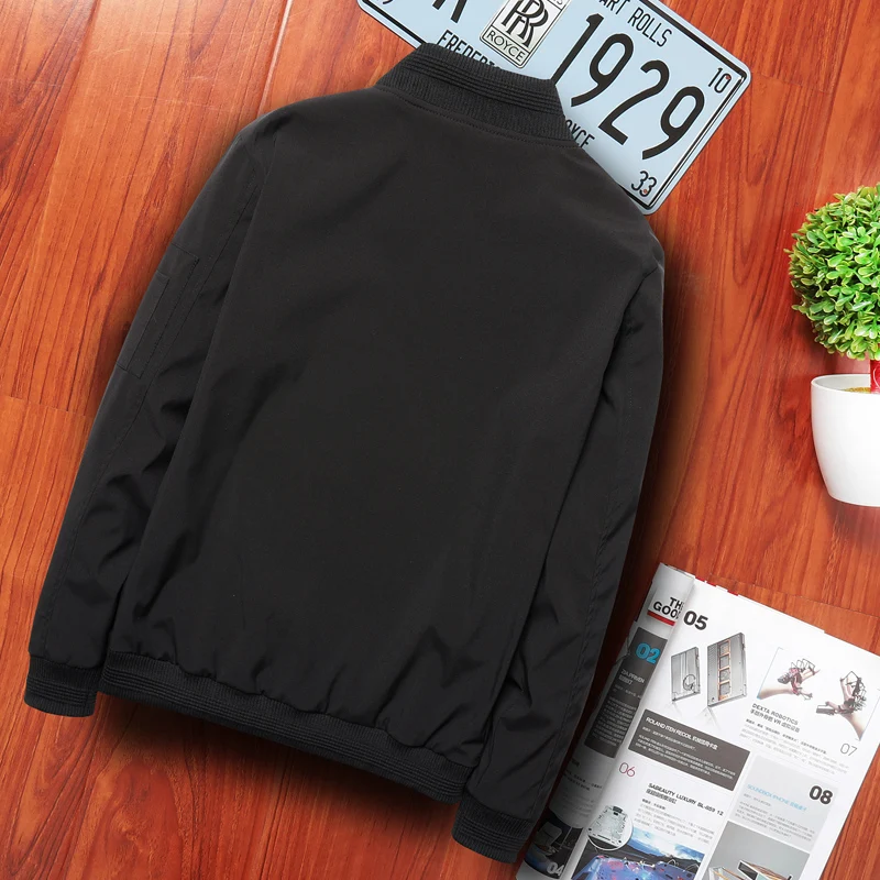 Reviews 2019 Spring New Men's Bomber Zipper Jacket Male Casual Streetwear Hip Hop Slim Fit Pilot Coat Men Clothing Plus Size 6XL