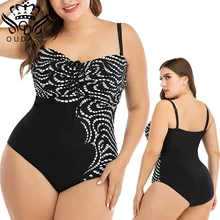 Купальник большого размера, Женский цельный купальник в горошек, пуш-ап, Ретро стиль, купальник для женщин, 6XL, бандаж, пляжная одежда, сексуальный купальник