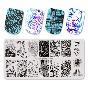 

Beautybigbang Nail Stamping Plates Nail Art Accessories Marble Annual Ring Pattern Superior Templates Nail Stamping Mold XL-089