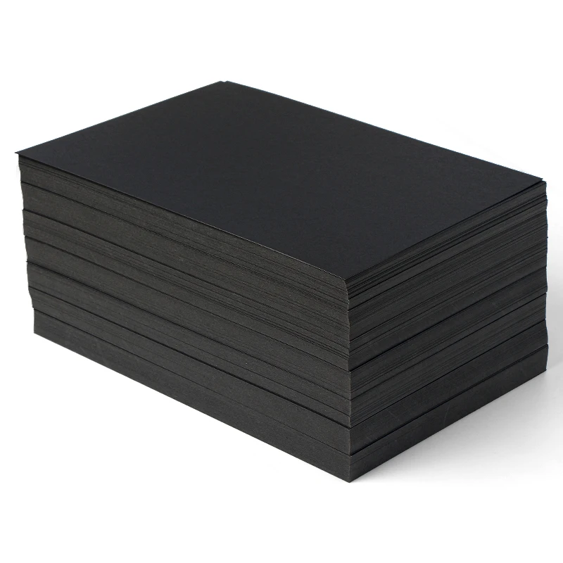 100pcs A4 Black Thickened Kraft Paper Paperboard Cardboard Blank DIY Painting Drawing Paper Black (150gsm), Size: 29.7