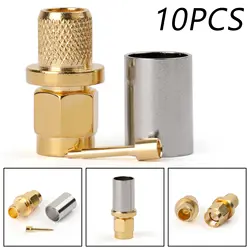 Areyourshop SMA штекер обжимной RG5 RG6 5D-FB LMR300 кабель прямой 10 шт. разъем позолота 50ohm разъем Jack