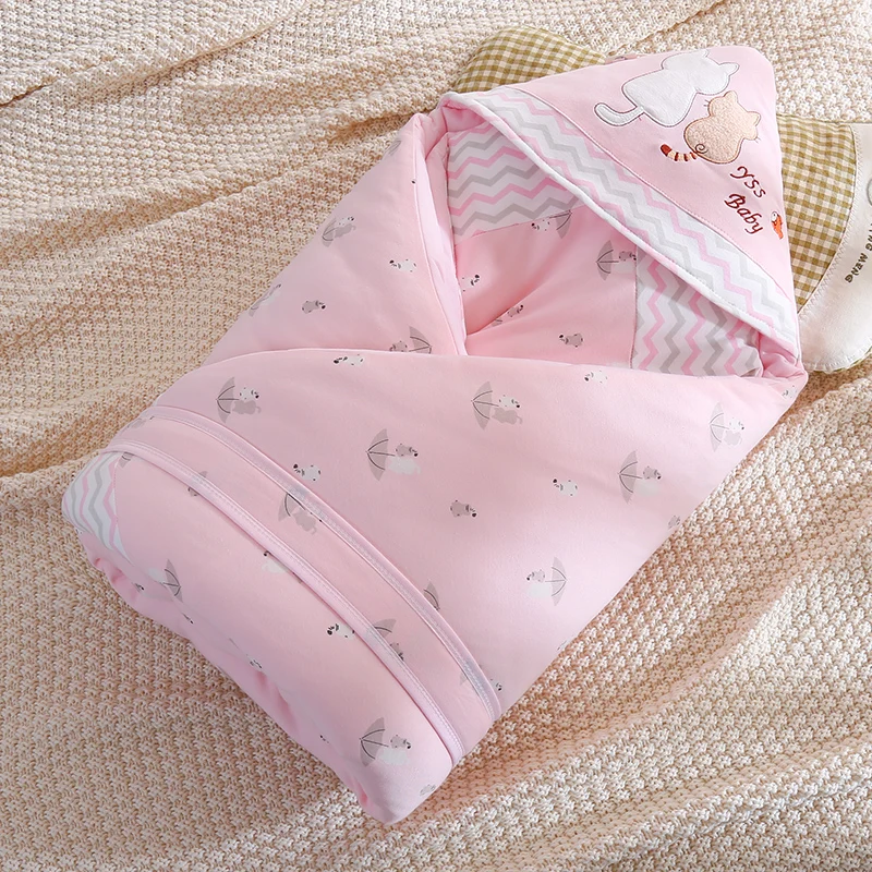 Pink Cat 98x98cm Herbabe/детские одеяла, съемные пеленальные хлопковые одеяла для новорожденных девочек и мальчиков, теплые спальные мешки для зимы и осени - Цвет: Pink Cat 98x98cm