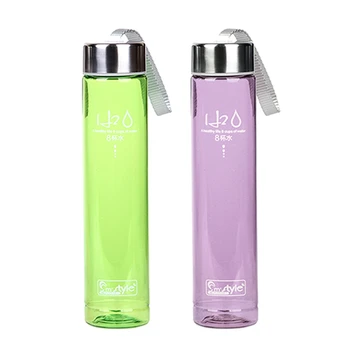 

2x 280ML Portable Transparent Bike Bicycle Sports Unbreakable Plastic Water Bottle(Color: Green&Purple)