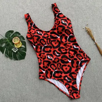 

Sexy Leopard Padded Bodysuit Sexy Backless Brazilian Biqiuni Bathing Suit for Women Beach Swimwear Body Overalls for Women 2019