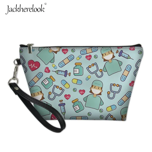 Jackherelook/женская сумка для макияжа с принтом в виде сердца для медсестры/доктора; женская нечешуя; малогабаритные сумочки-косметички; теплая косметичка для кормления; дорожная косметичка - Цвет: HM1145Z8