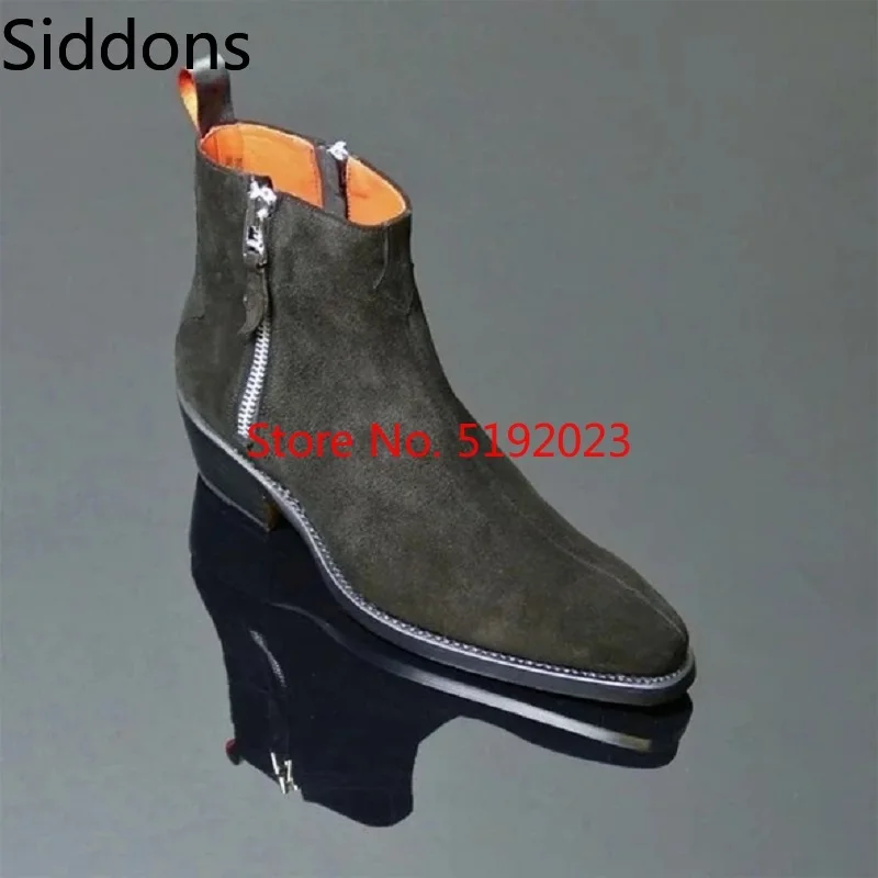 

Autumn and Winter Men Fashion High Quality Comfortable Casual Ankle Boots Zipper Pointed Toe Flock Male Casual Boot D178