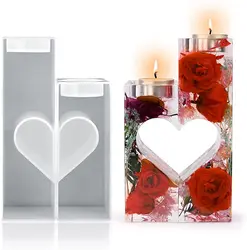 Resin Mold Candle Holder Candlestick Silicone Molds for Epoxy Casting DIY Crystal Candle Holders Wedding Party Valentine’s Day