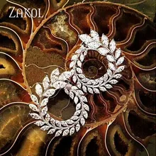 Новинка от бренда ZAKOL, модное, в форме оливы, AAA+ кубический циркон, серьги-гвоздики, филиал, Кристальные серьги для женщин, вечерние, Букле д 'Орель, E455