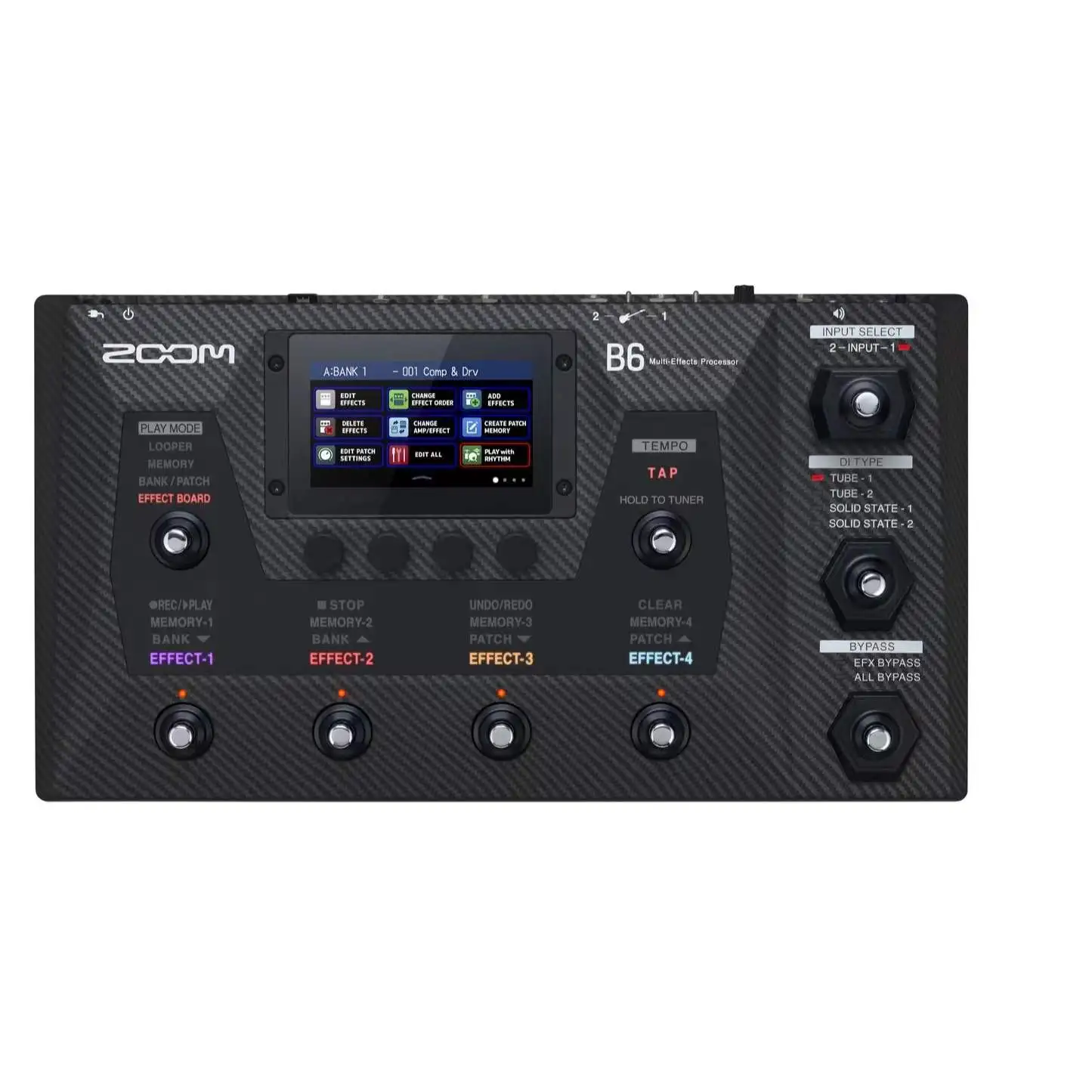 ZOOM B6 multi-effects bass processor with 88.2 kHz effects four DI models and 9 stomp switches for players | Электроника