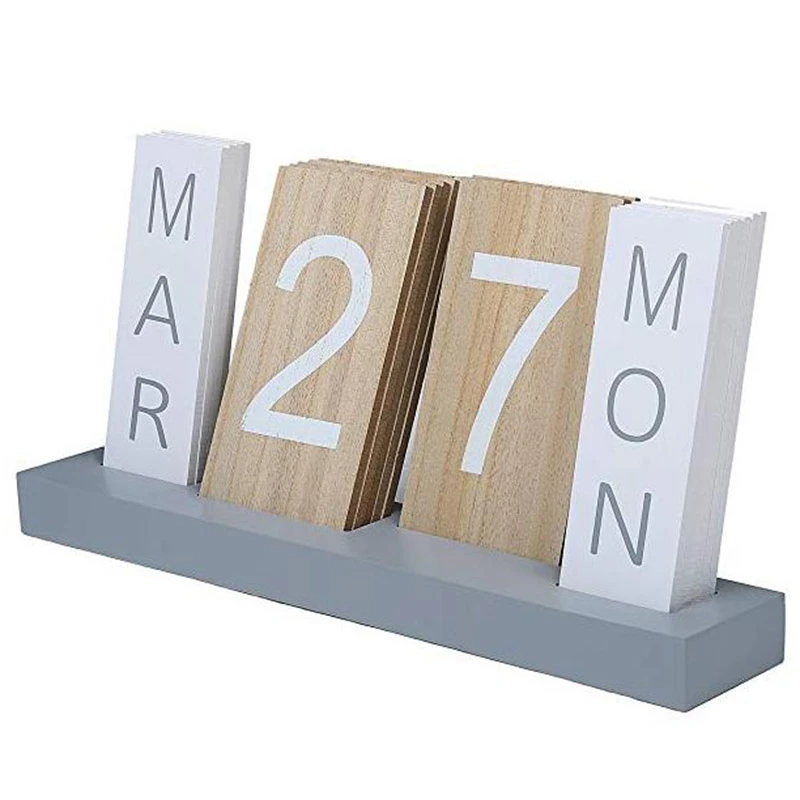 

Wooden Calendar Desktop Display Perpetual Calendar Living Room Bedroom Home Decoration