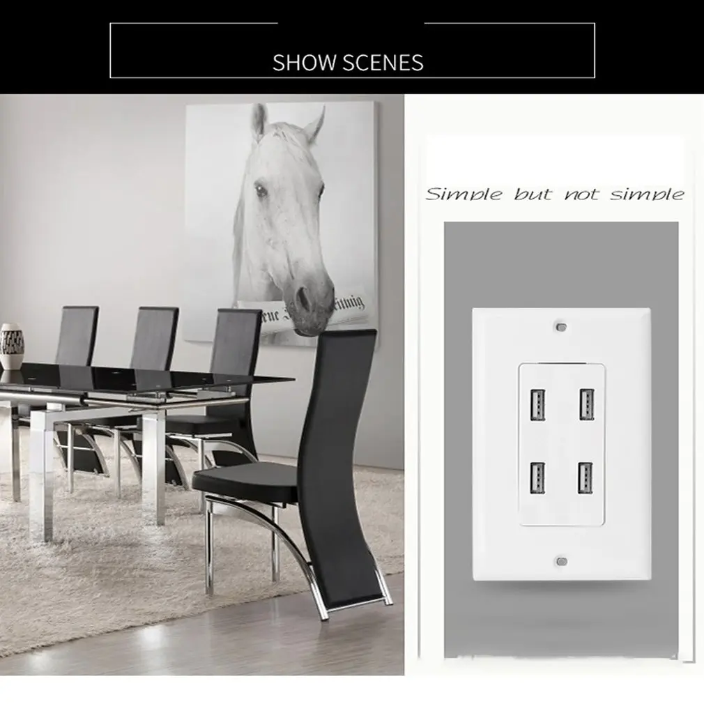 4 USB US Standard Wall Power Socket American Standard Portable 15A American 4.8A USB Replacement Socket