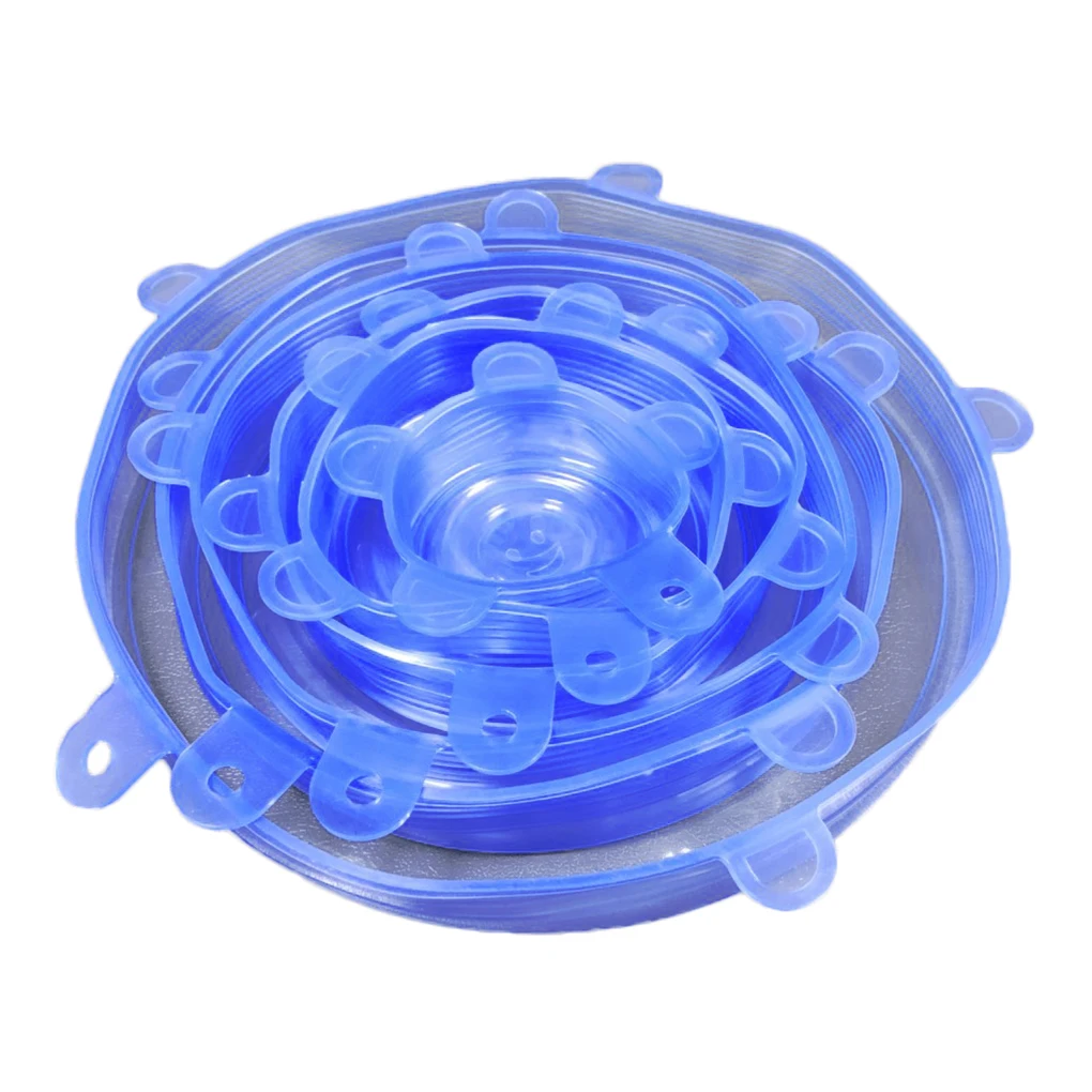 6pcs set Kitchen Silicone Stretch Lids Reusable Airtight Food Storage Covers Various Sizes Seal Bowl Stretchy Wrap Cover