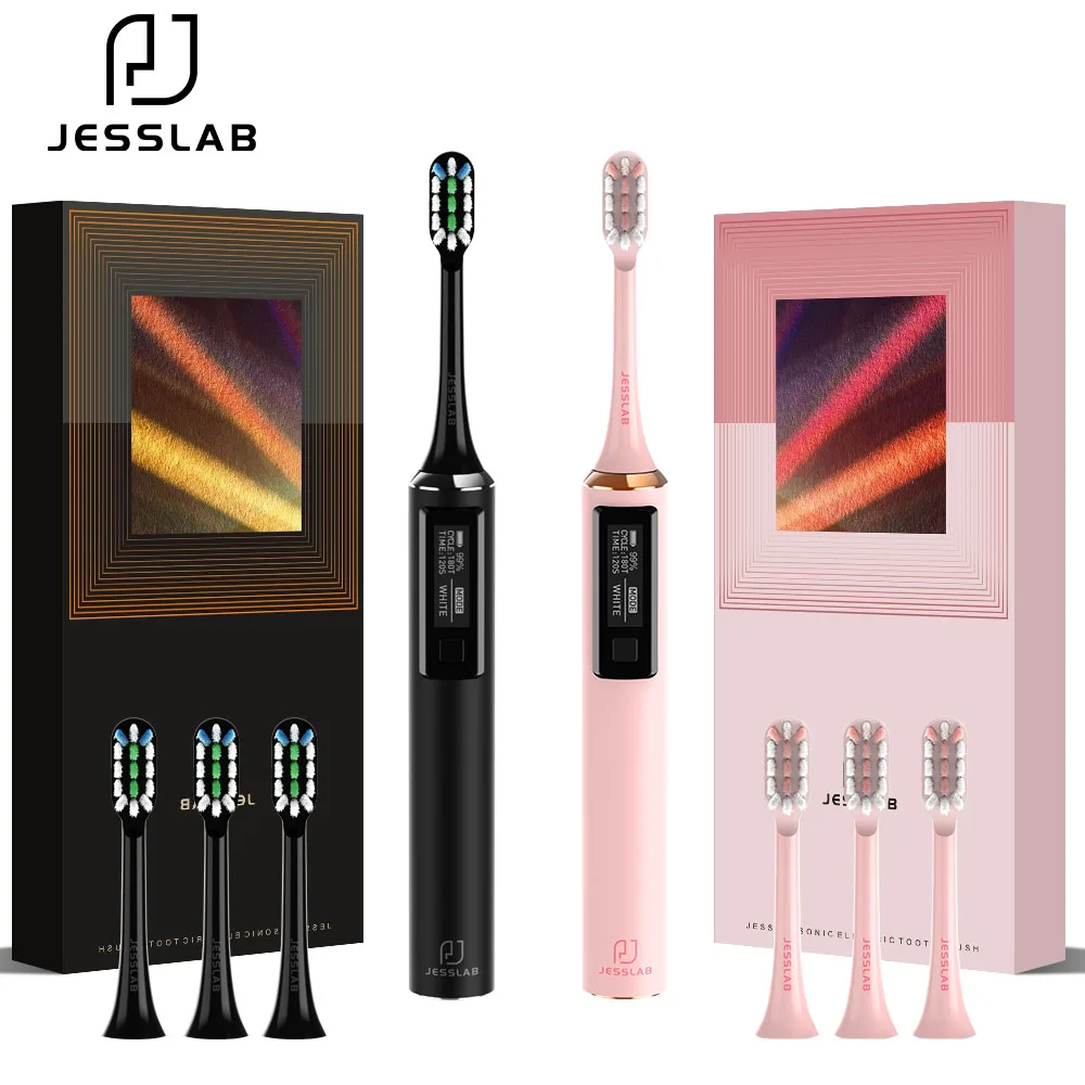 Ультразвуковая электрическая зубная щетка JESSLAB IPX7 OLED-экран умный режим для