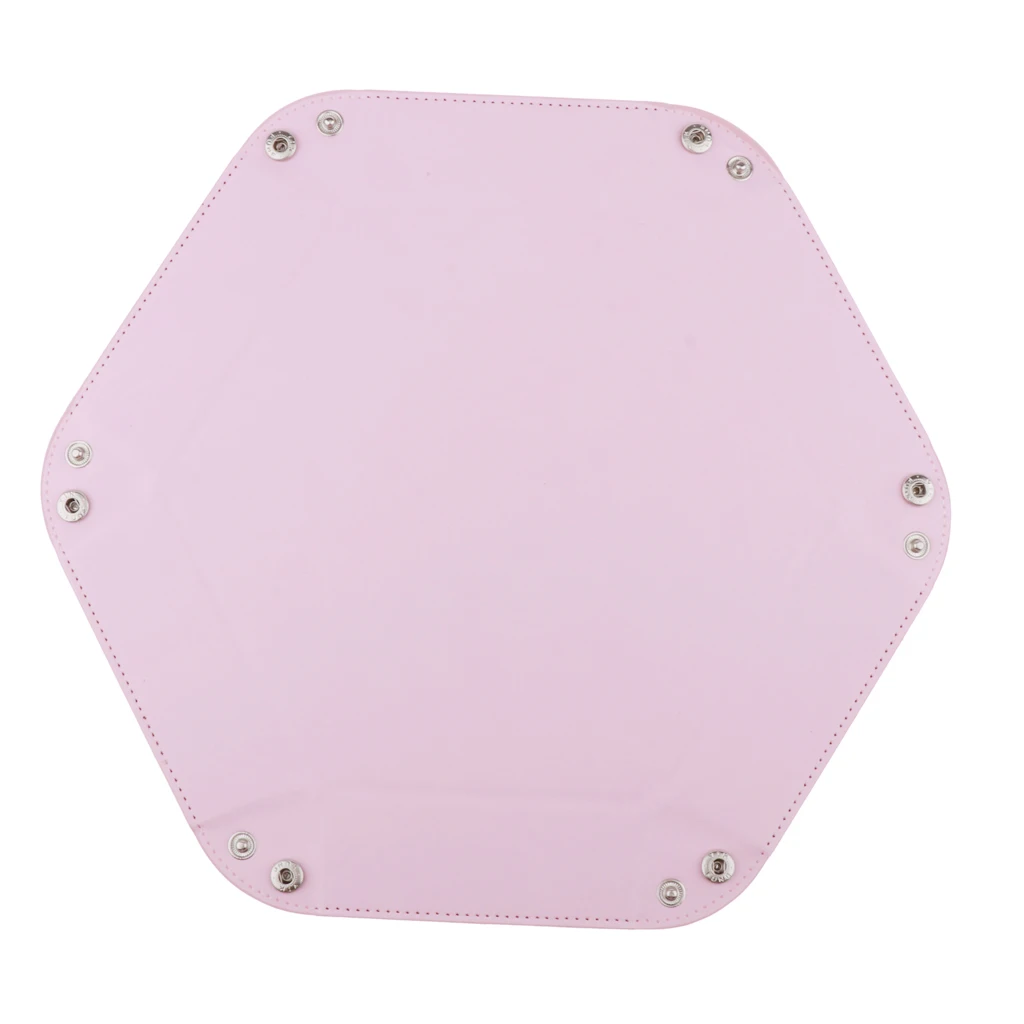 Dice Holder PU Leather Folding Hexagon Tray for RPG, DND and Other Table Games