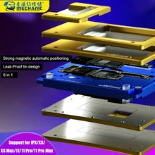 MECHANIC 6 IN 1 BGA Reballing Stencil for iPhone X/XS/XS MAX/11/11 Pro/11Pro MAX Motherboard Middle Frame Planting Tin Platform