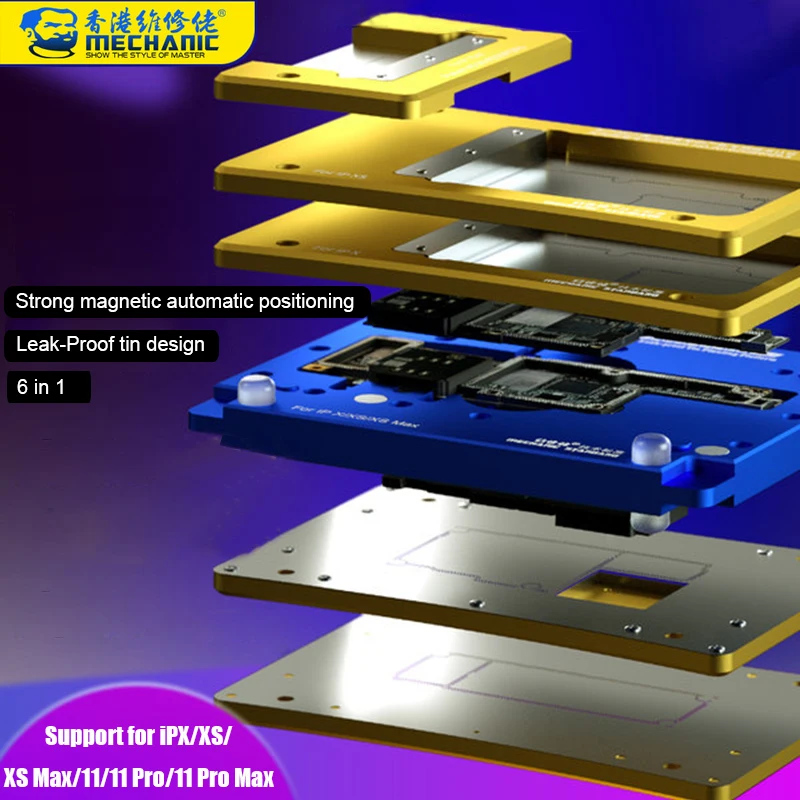 Estêncil para Iphone 6 em 1 Mecânico Reballing xs Max 11 Pro 11pro Placa-mãe Meio Quadro Plantio Estanho Plataforma Bga x –
