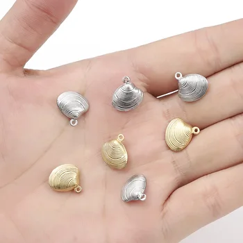 

100% Stainless Steel shell Charm For Jewelry Making Gold/Silver Color Metal shell Charms Wholesale 20pcs
