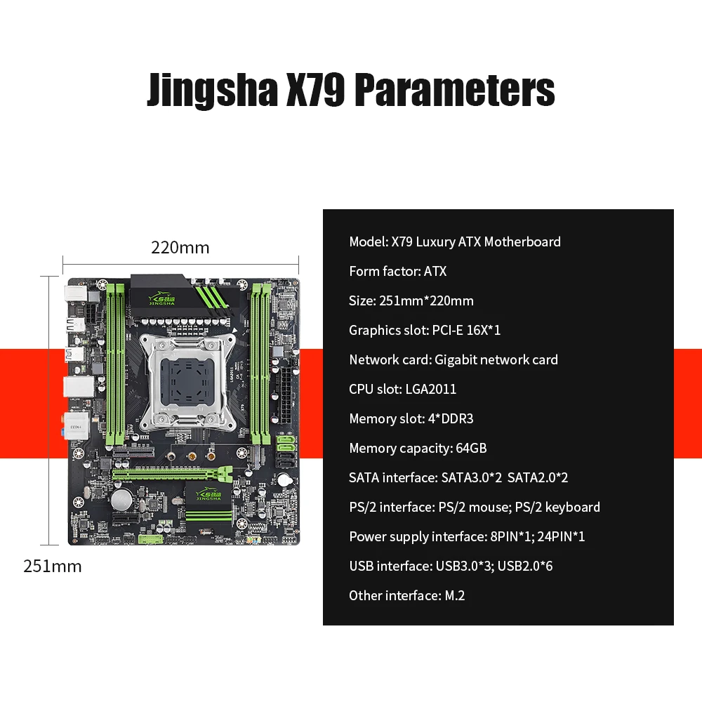 Материнская плата Jingsha X79 M.2 высокоскоростная материнская E5 LGA2011 V2 процессор DDR3 64