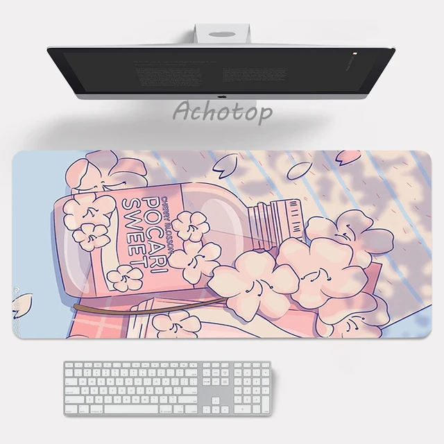 Large Anime Pink Mousepad Gamer Cute Kawaii XXL Gaming Mouse Pad Rubber Otaku Locking Edge Big Fashion Laptop Notebook Desk Mat 12