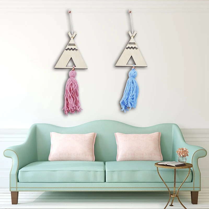 

Tassel Wall Hanging Ornaments Kid Bedroom Nordic Style Wood Hot New Tent Shape Home Decor