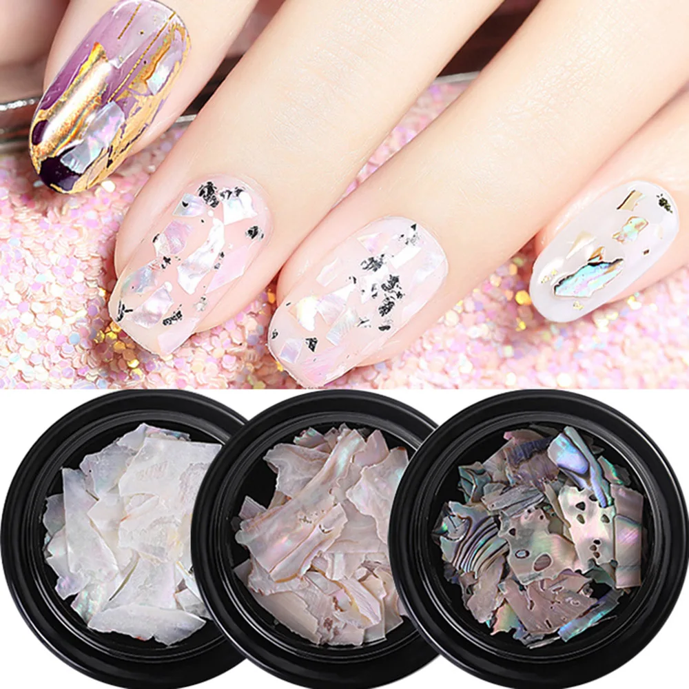 

1Bottle Nail Japanese Abalone Shell Piece 3D Charms Slice DIY Ultra-thin Irregular Manicure Decorations Abalone Shell Pieces PT0