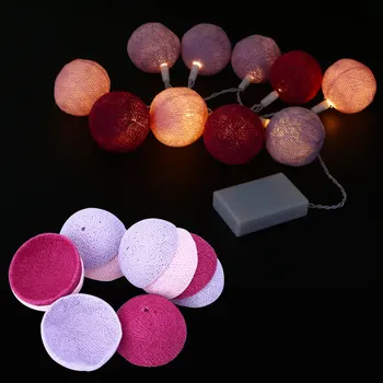 

Xmas Cotton 10 Ball Fairy LED 1.8M String Light Decor Pink+Purple+Light Purple