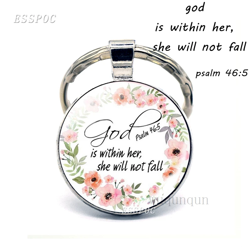 Бог внутри нее она не будет выступать из Библии цитатой Псалом цепочка для ключей