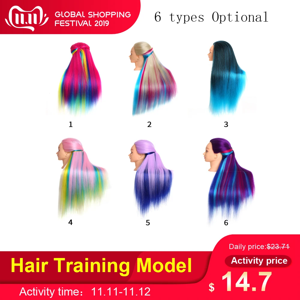 

6 Types Optional Professional Hair Training Model Cosmetology Hairdressing Practice Head Mannequin Dolls Salon Training Model