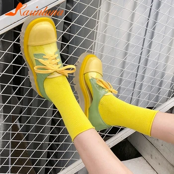 

Karinluna 2020 Hot Sale British Style Office Lady Pumps Woman Shoes Lace Up Platform Comfortable Top Quality Pumps Female