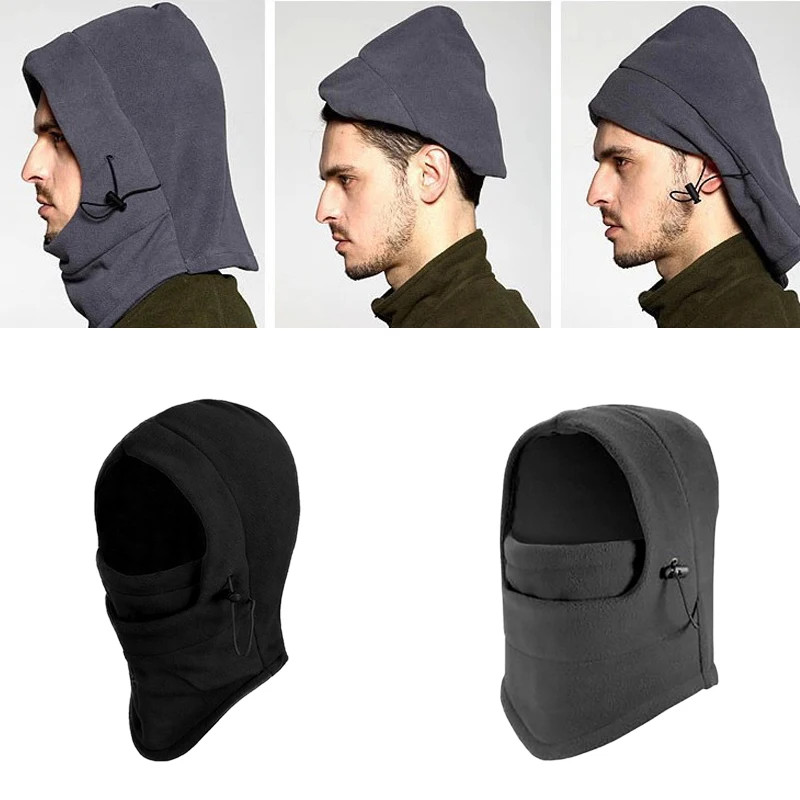 Популярный мужской черный Флисовый Шарф с капюшоном, Балаклава, зимняя теплая маска для лица, удобные мягкие материалы для кемпинга