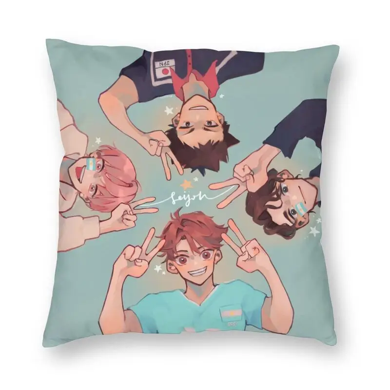 

Haikyuu Anime Manga Cushion Cover Sofa Decoration Karasuno High Volleyball Square Throw Pillow Cover 40x40