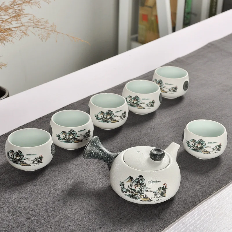 Китайский чайный набор кунг-фу белый керамический портативный чайник фарфоровый чайный сервиз гайванские чашки для чая церемонии чая чайник - Цвет: 2