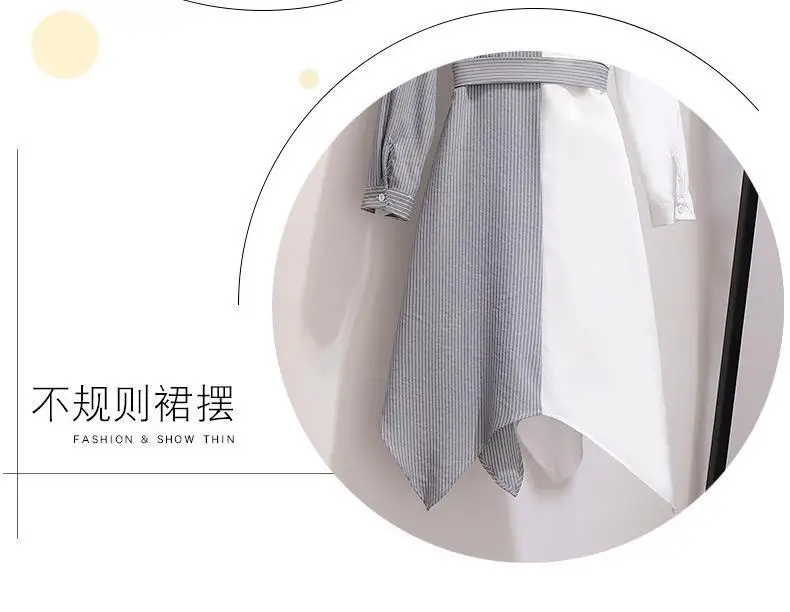 2XL-6XL женское осеннее платье большого размера повседневное Полосатое лоскутное платье с длинными рукавами 5XL Большие размеры; для офиса дамское необычное платье