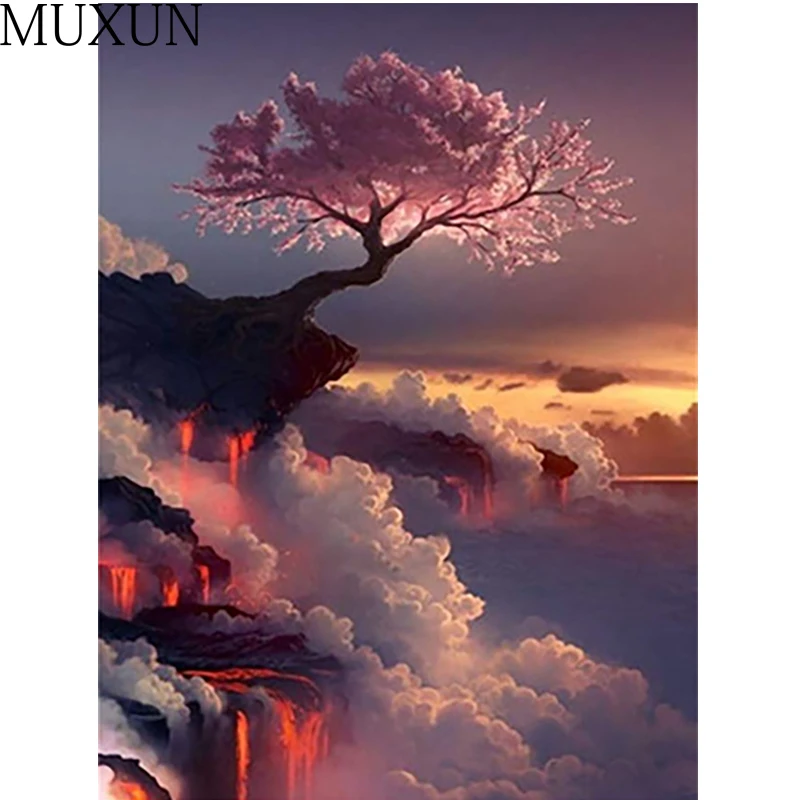 Muxun 3D Diamond Painting Landscape Kit Full Square/Round Craft Kits Diy Embroidery Tree Sale Photo Cross Stitch X0144 | Дом и сад