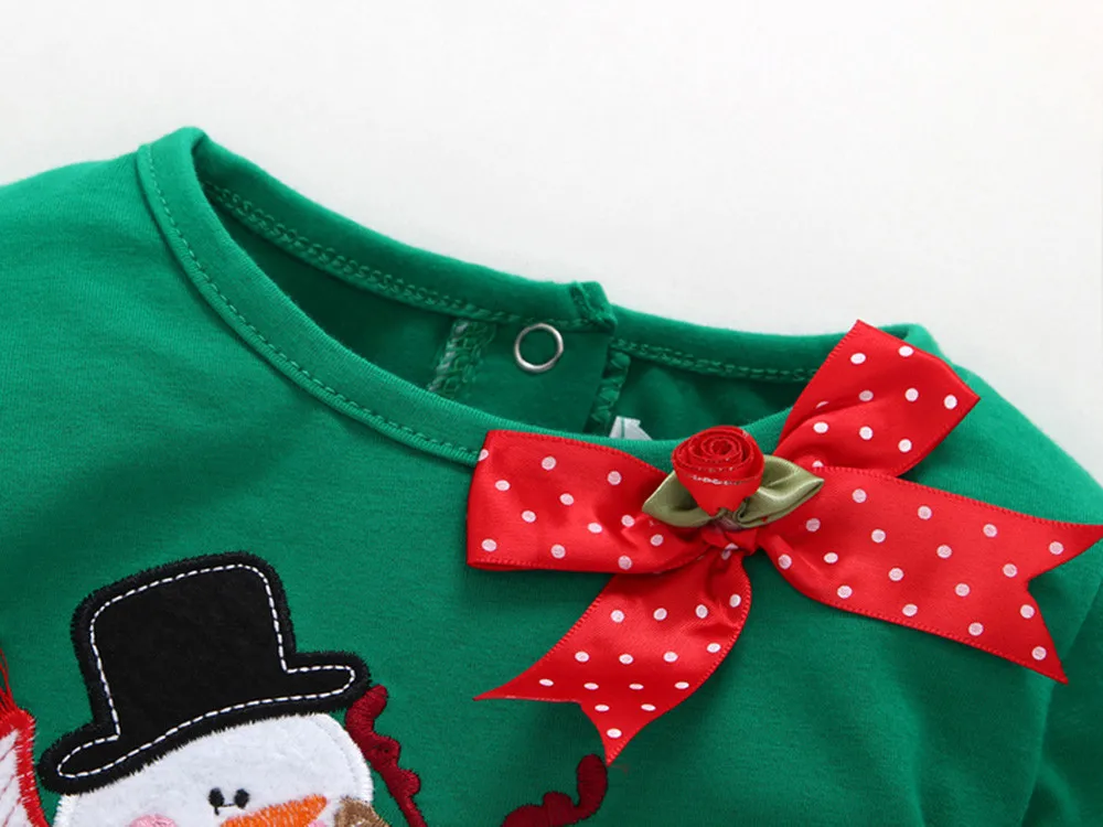 My First Christmas/комплект одежды для маленьких девочек с героями мультфильмов; рождественские топы с оборками и штаны; conjunto infantil menino;#3