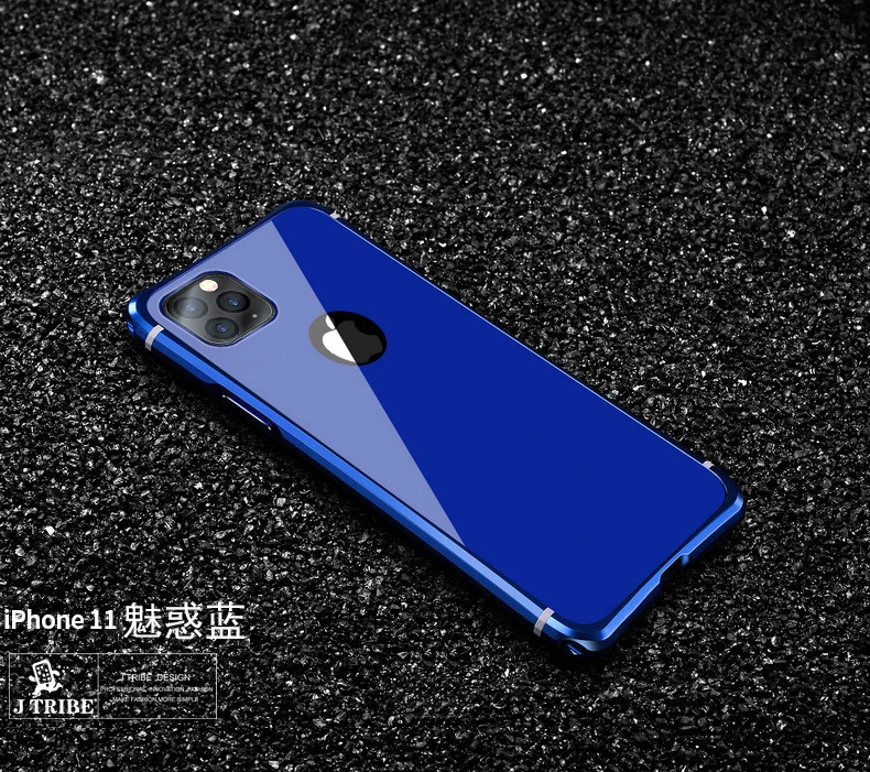 Роскошный металлический корпус для iphone 11 Pro Max, задняя крышка из закаленного стекла для iphone 11, алюминиевая рамка для iphone 11