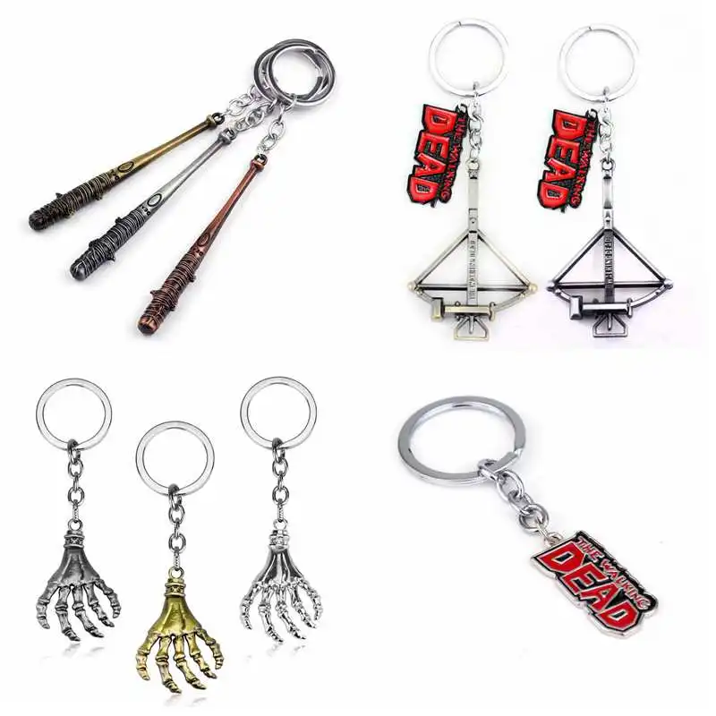 

Movie The Walking Dead Keychain Negan's Bat Stick Crossbow Metal Collection Pendant key ring Action Toy Figures For Fans Gift