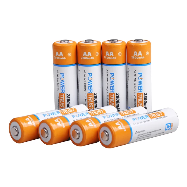 PowerTrust 8 Packs 1100mAh 1.2V AAA Ni-MH Rechargeable Battery for AA AAA Batteries (Case Included) 8Pcs AA