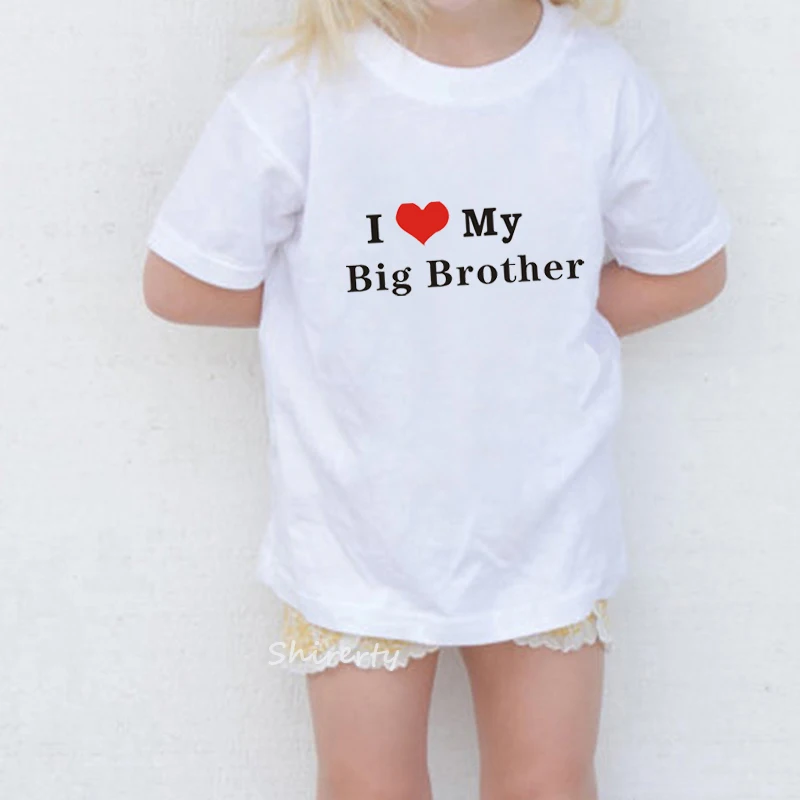 Футболка с надписью I Love My Big Brother Детская летняя одежда коротким рукавом