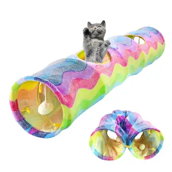 

Large Collapsible Cat Tunnel Tube with Plush Balls Colorful Scratch Resistant