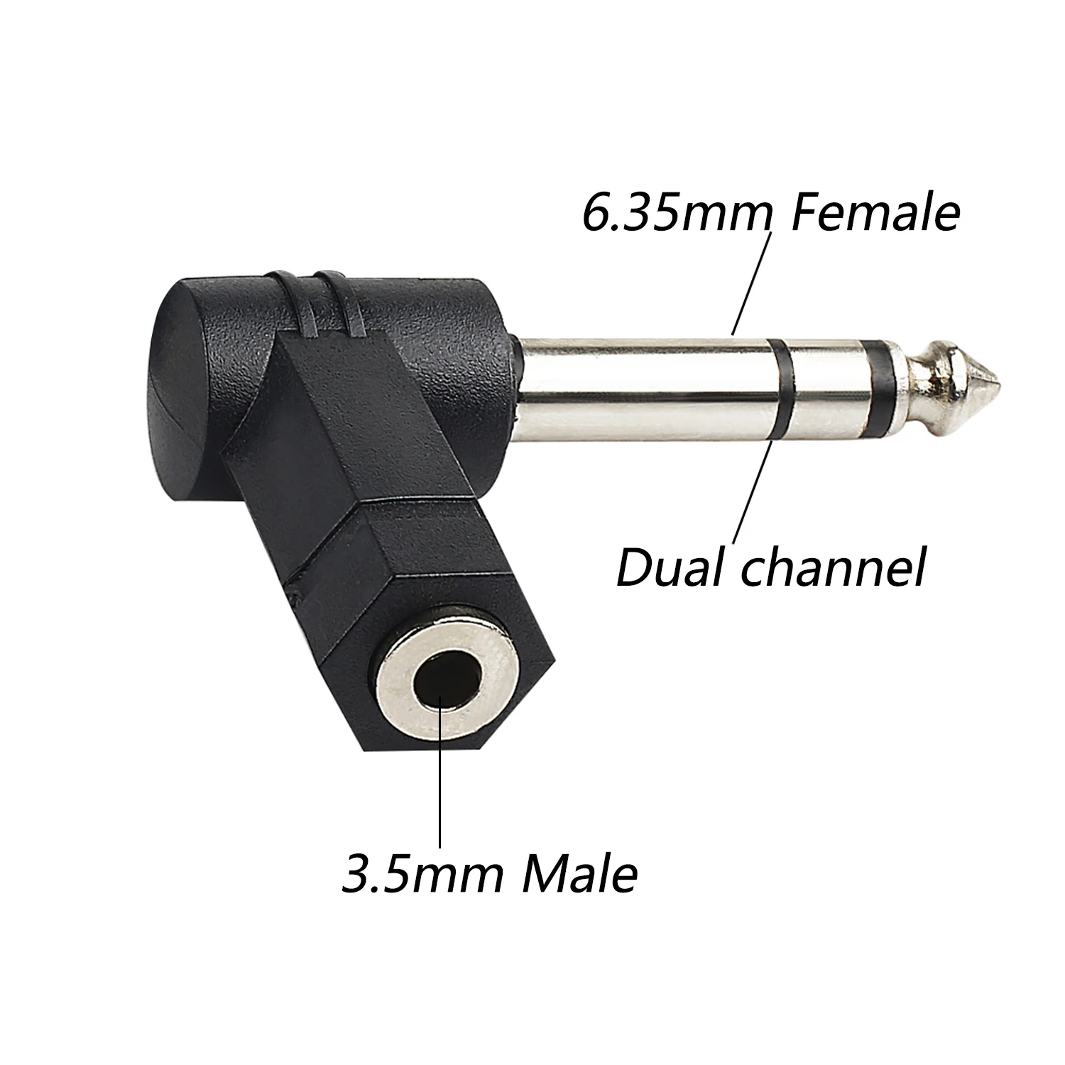 90 Degree 3.5mm to 6.35mm Mono Jack Stereo Audio Adapter Plug - AUX Headphone Cable Converter Description Image.This Product Can Be Found With The Tag Names 35mm male 635mm female audio adapter jack, Jack adapter 35mm stereo 635mm mono, Stereo adapter 35mm male jack 635mm