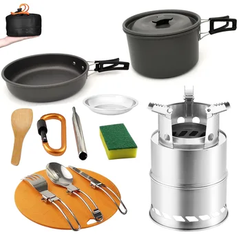 

Set Bowl Pot Tableware Outdoor Camping Cooking Utensils Picnic Durable