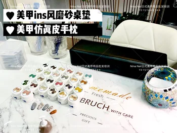 

Manicure Japanese-style INS Wind-Washing Table Mat shou dian Marbling Cactus Printed Table Mat Black and White with Pattern Hand