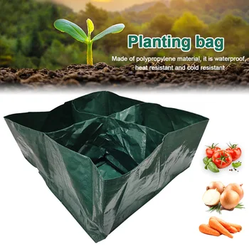 

For Carrot Flower Vegetable Planting Container Raised Garden Bed Square Fabric 4 Divided Grids Waterproof Durable Grow Bag Large