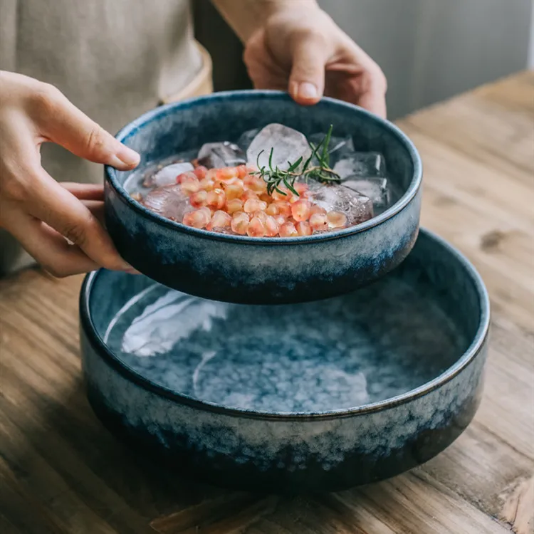 Керамическая посуда, круглая миска для супа, миска для лапши, тарелка для салата, фруктов, большая емкость, товары для дома, кухни, ресторана, декоративная миска