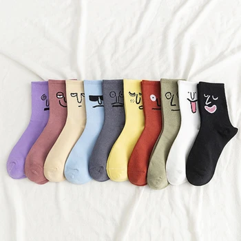 

Unisex Funny Face Sports Socks Multicolor Girl Korea Funky Harajuku Socks Running Socks Sports Basketball Cycling Women Socks