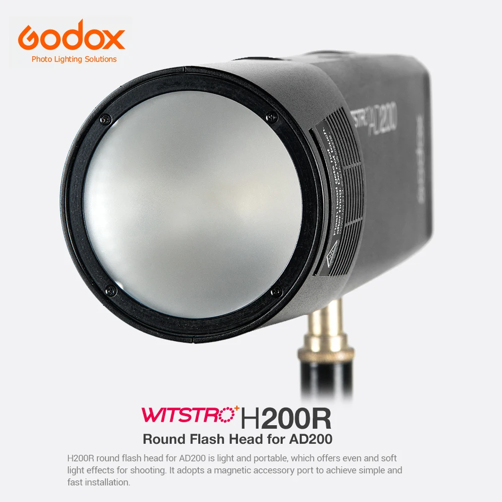 

Godox H200R 200W Round Flash Head for Godox EC200 AD200 Pocket Flash Speedlite Ring Flash Head with Spiral Flash Tube