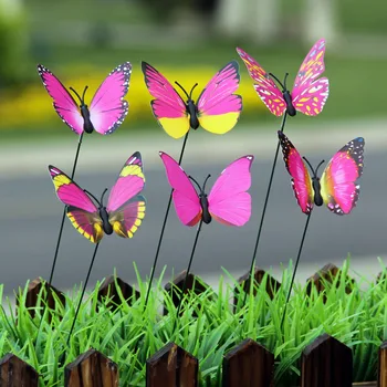 

50Pcs Outdoor Garden Colorful Butterflies Stakes Home Christmas Ornaments for Yard Patio Lawn Party Supplies