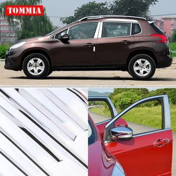 

TOMMIA Full Window Middle Pillar Molding Sill Trim Chromium Styling Strips Stainless Steel For Peugeot 2008 2014-2018
