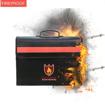 

Fireproof Money Cash Document File Bag Waterproof Safe Storage Case with Handle